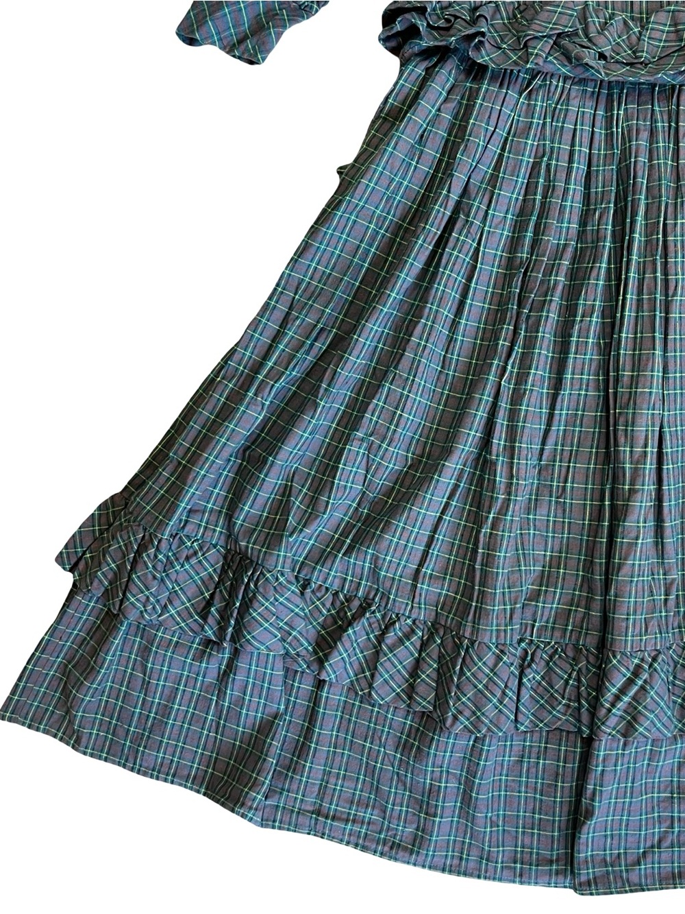 Barboglio Cristina Jan Vintage 80s S Plaid Prairie Dress Ruffle Cotton Flannel - Picture 13 of 16